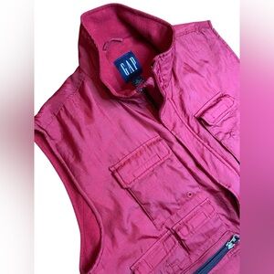 Gap Fleece Lined Utility Cargo Vest Men’s M Red Pockets 90s Warm Winter Outdoor